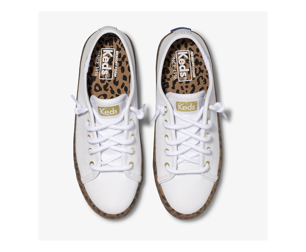 Keds Sneaker Kinder Weiß - Kickstart Leopard Foxing - EOM-832459